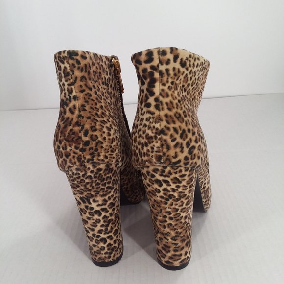 Diba Cheetah Print Fabric Platform Ankle Boots Size 6.5M - Picture 3 of 6